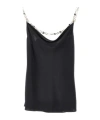 Rabanne Satin Top With Chains In Black