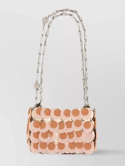 Rabanne Chain Strap Sparkle Circle Metal Bag In Pink