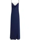 Rabanne Chain Strap Satin Finish Floor-length Dress In Blue