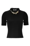 Rabanne Micro Ribbed T-shirt With Chain Detail