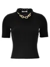 Rabanne Micro Ribbed T-shirt With Chain Detail