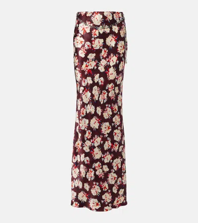 Rabanne Chain-detail Floral Silk Maxi Skirt In Brown