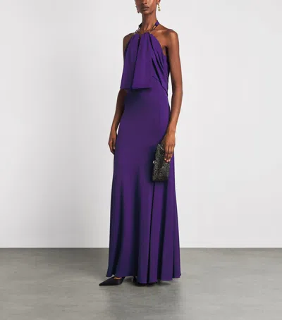 Rabanne Chain-detail Halterneck Gown In Purple