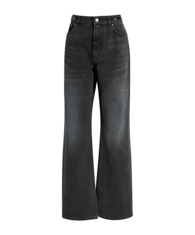 Rabanne Chain-embellished Straight-leg Jeans In Gray