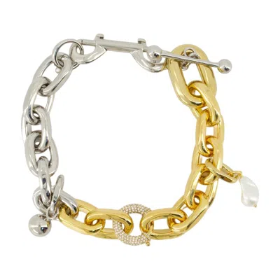 Rabanne Chain-link With Crystal Pendant Necklace In Multi
