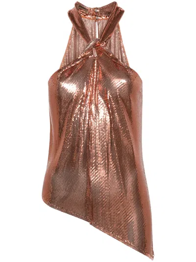 Rabanne Chainmail Asymmetric Top In Orange