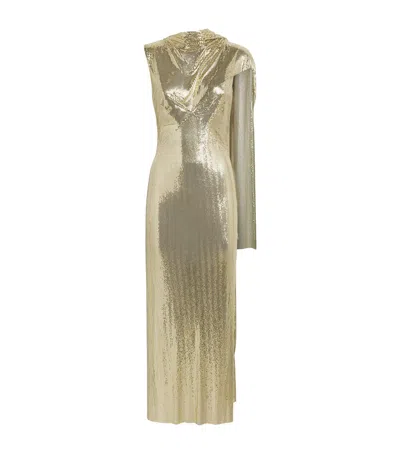 Rabanne Chainmail Cape-detail Gown In Gold