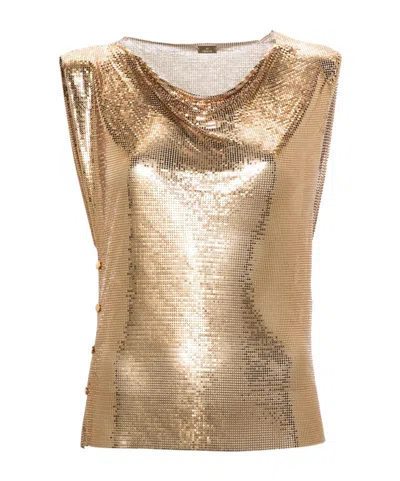RABANNE CHAINMAIL COWL-NECK TANK TOP