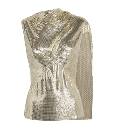 Rabanne Chainmail Draped Blouse In Neutral
