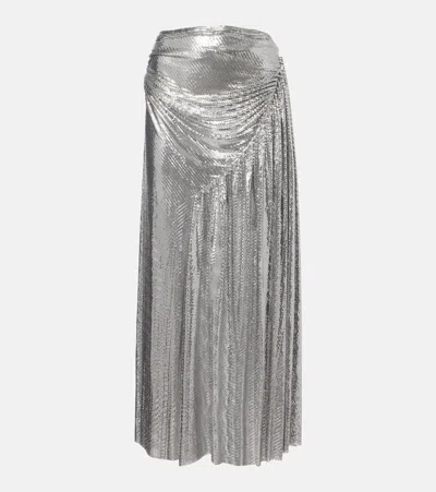 Rabanne Chainmail Draped Maxi Skirt In Silver