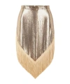 Rabanne Metallic Mesh Fringed Mini Skirt In Nude
