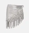 Rabanne Chainmail Leather-trimmed Miniskirt In Silver