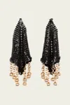 Rabanne Chainmail Metal Earrings In Black Gold