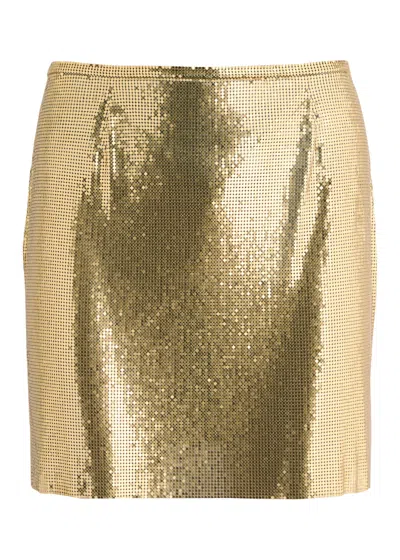 Rabanne Jupe Mini Mesh Printed Recto Verso In Metallic
