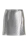 Rabanne Metallic Miniskirt With High Waist And Chainmail Detail In Tech Fabric Woman In Silver