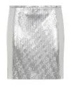 Rabanne Metallic Miniskirt With High Waist And Chainmail Detail In Tech Fabric Woman In White