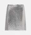 Rabanne Metallic Miniskirt With High Waist And Chainmail Detail In Tech Fabric Woman In Silver