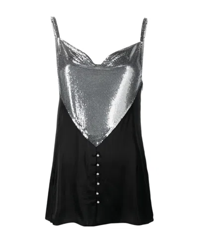 RABANNE PACO RABANNE CHAINMAIL PANELLED COWL-NECK TOP