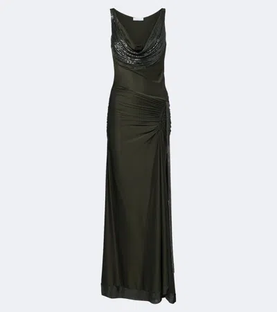 Rabanne Chainmail Satin Gown In Black