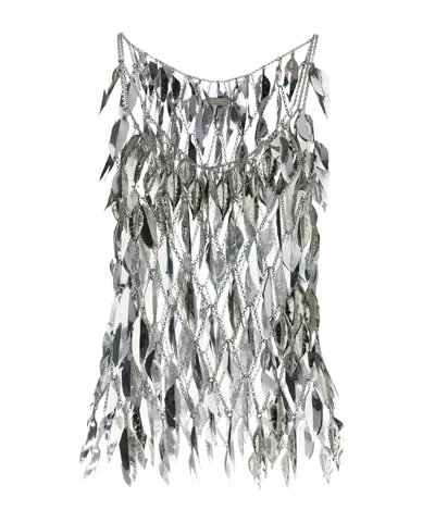 Rabanne Chainmail Top Leaf Motif Straps In Silver