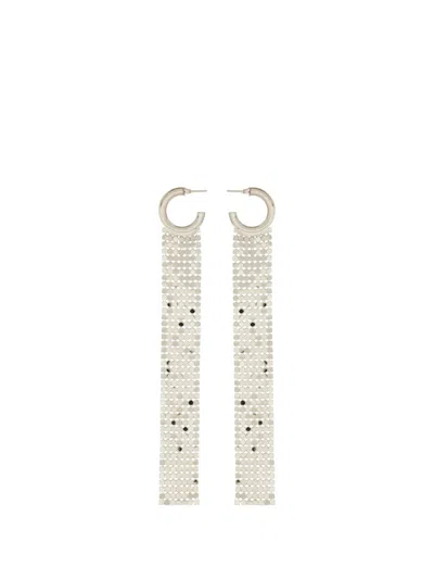 Rabanne Chainmail-drop Hoop Earrings In Silver