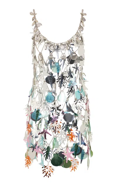 Rabanne Charm-detailed Chainmail Mini Dress In Metallic