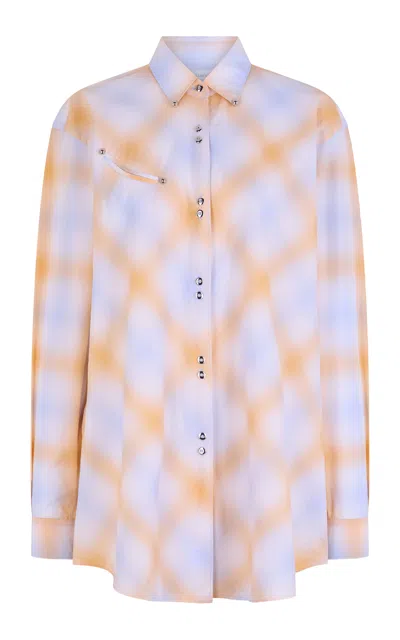 Rabanne Checked Cotton Button-down Shirt In Purple