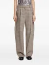 Rabanne Checked Pleated Wide-leg Trousers In Neutrals
