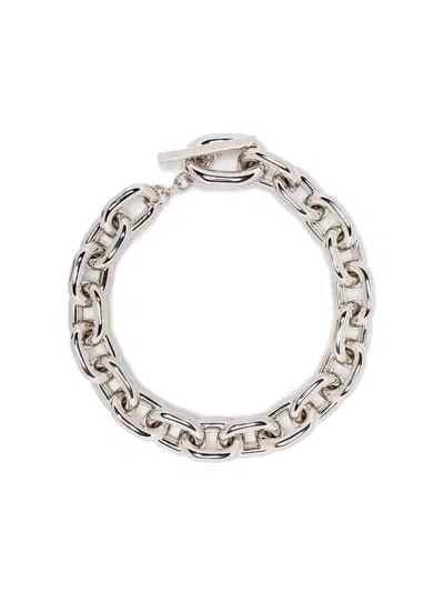 Rabanne Silver-colored Necklace With Brass Chain-link In Grey