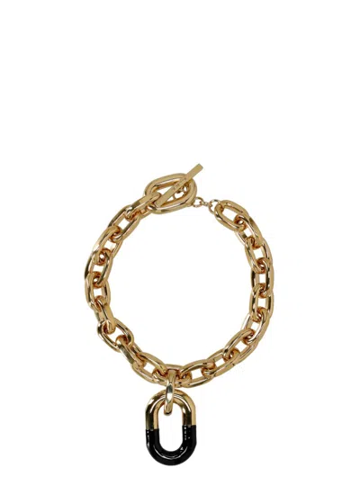 Rabanne Chunky Gold Chain Necklace With Rubber Pendant