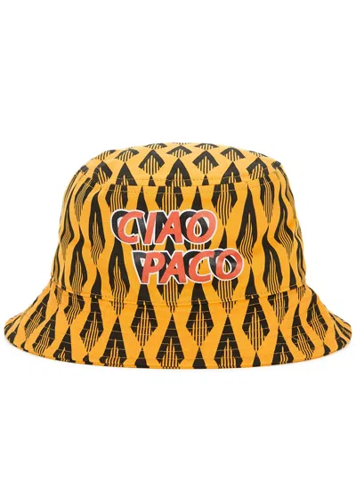 Rabanne Ciao Paco Printed Cotton Bucket Hat In Yellow