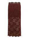Rabanne Floral Lace Brown Midi Skirt With Scalloped Hem In Brown