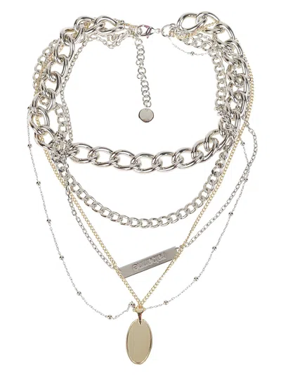 Rabanne Collier 5 Rangs Layered Five-chain Brass Necklace In Silver