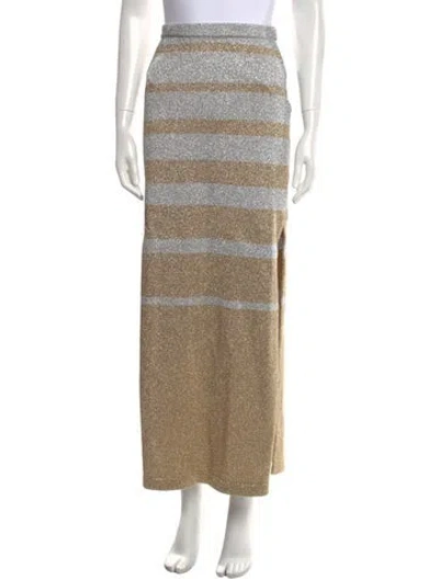Pre-owned Rabanne Colorblock Pattern Long Skirt In Gold