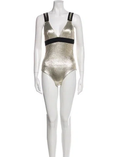 Pre-owned Rabanne Colorblock Pattern V-neck Bodysuit W/ Tags In Multi