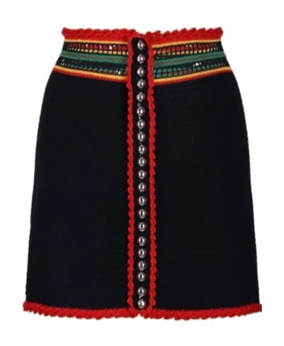 Rabanne Colour-block Macramé Miniskirt In Black