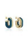 Rabanne Contrast Leather Hoop Earrings In Multi