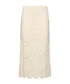 Rabanne High Rise Lace Flared Midi Skirt In Nude
