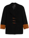 Rabanne Double-breasted Coat In Black
