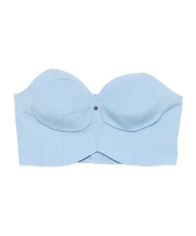 Rabanne Corset-style Cropped Top In Blue