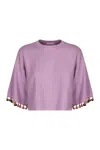 Rabanne Cotton Blend Crew-neck Sweater In Pink