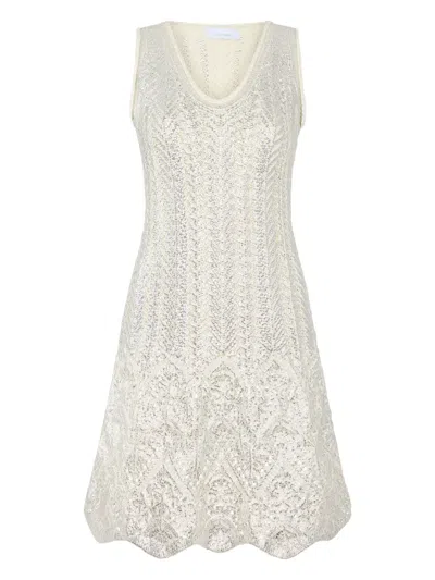 Rabanne Cotton-blend Knitted Dress In M141 White