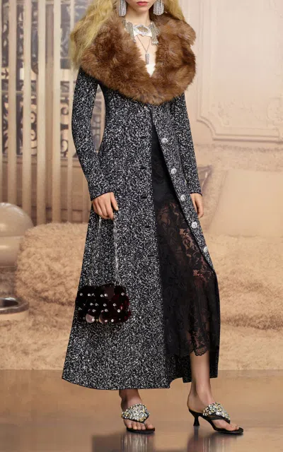 Rabanne Cotton-blend Tweed Coat In Black
