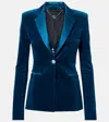 Rabanne Cotton-blend Velvet And Satin Blazer In Blue