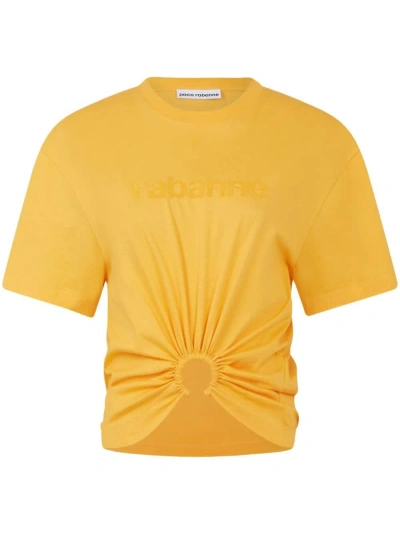 Rabanne Ring-detail Cropped T-shirt In Orange