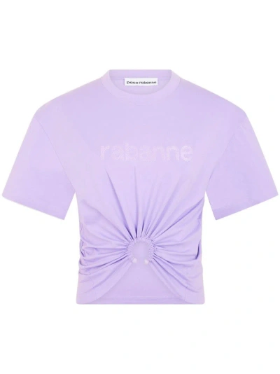 Rabanne Cotton Jersey Cropped Top In Purple