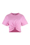 Rabanne Ribbed Neckline Cotton T-shirt With Metal Piercing