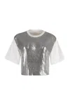 Rabanne Cropped Cotton-jersey And Chainmail T-shirt