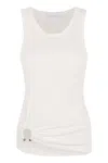 Rabanne Ring-detail Cotton-blend Jersey Tank Top In White