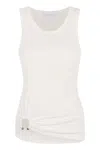 Rabanne Ring-detail Cotton-blend Jersey Tank Top In White